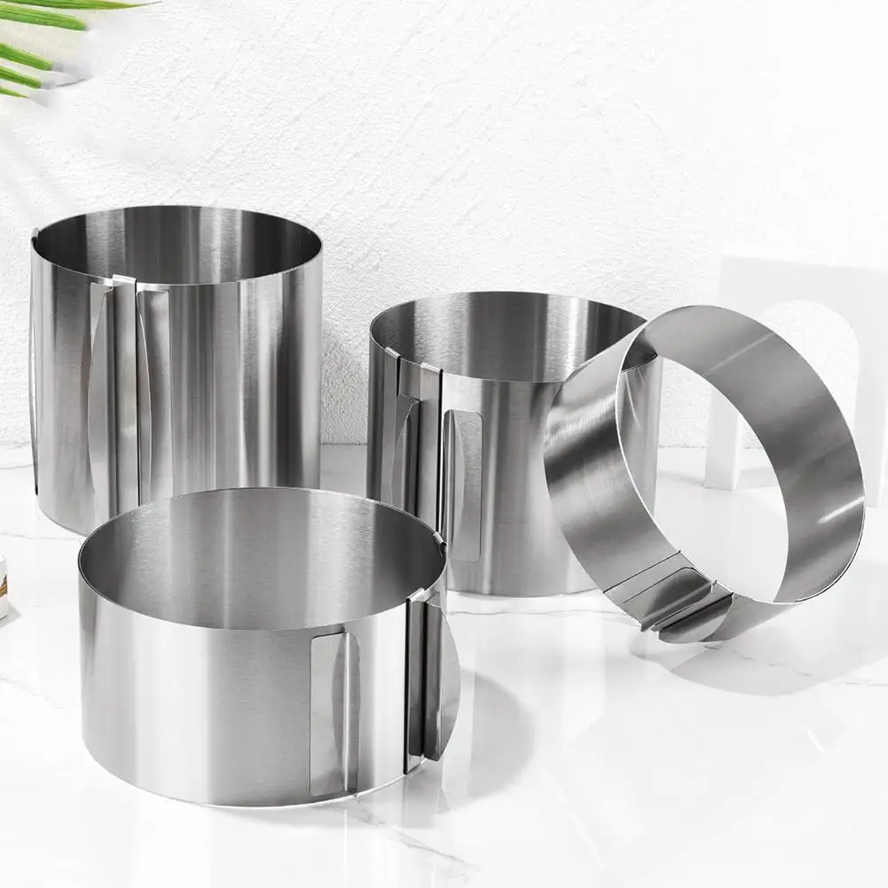 

New 430 Stainless Steel 6-30cm Telescopic Mousse Ring Rustproof With Scale 6-15cm Heightened Baking Cake Ring For Families Bakin