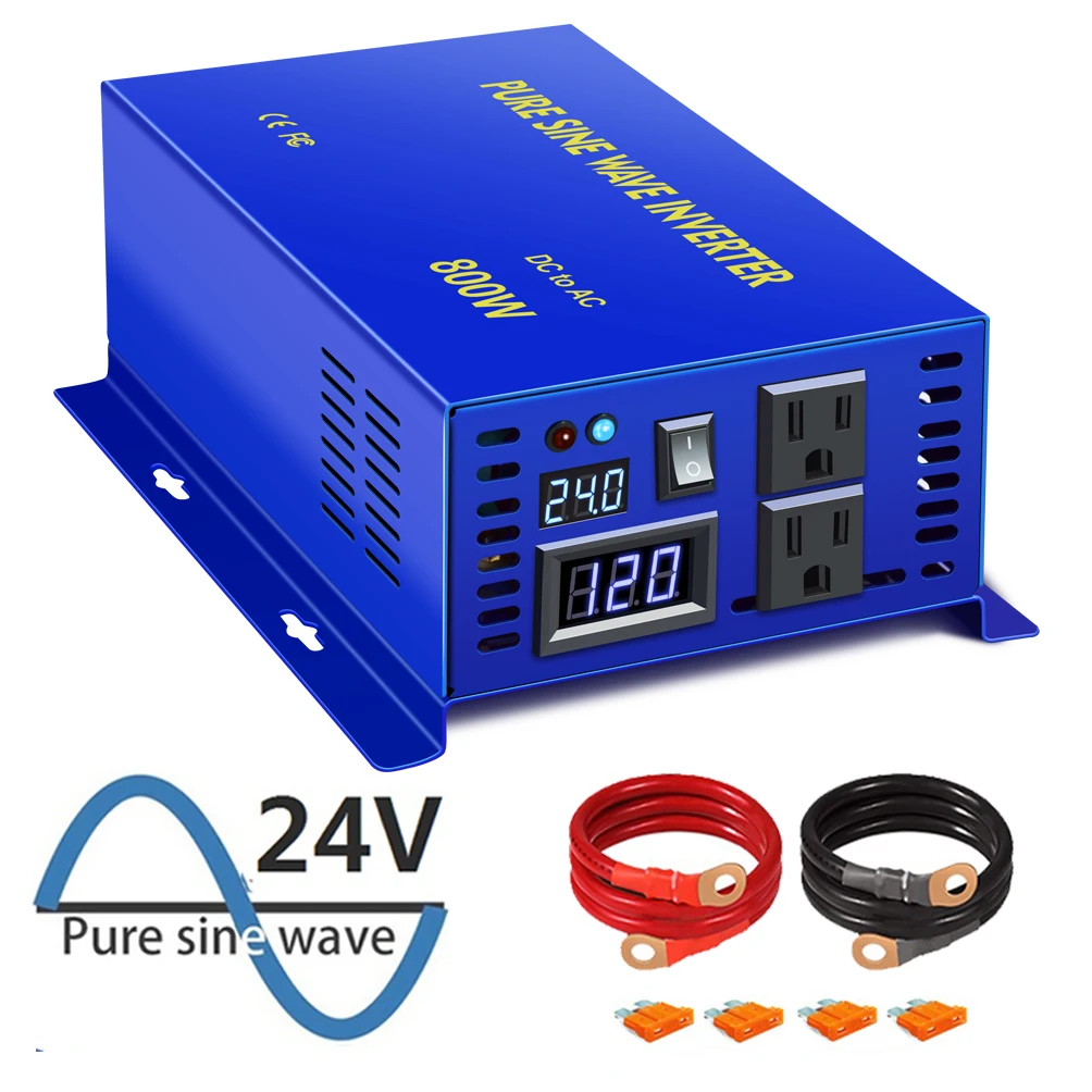 

800W Pure Sine Wave Inverter 24V 220V Car Power Inverter Solar Generator Battery DC to AC Converter 12V/48V/96 to 120V 230V 240V