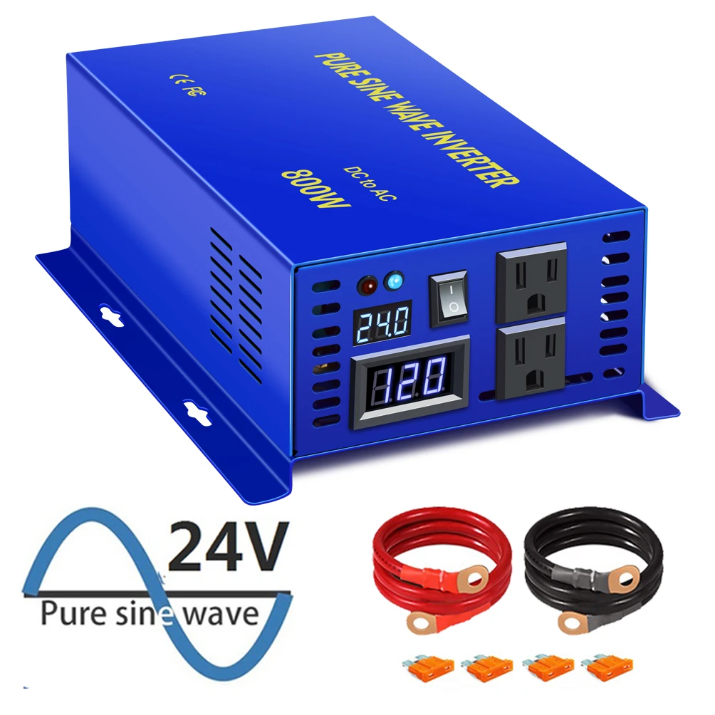 800W Pure Sine Wave Inverter 24V 220V Car Power Inverter Solar Generator Battery DC to AC Converter 12V/48V/96 to 120V 230V 240V 800W Pure Sine Wave Inverter 24V 220V Car Power Inverter Solar Generator Battery DC to AC Converter 12V/48V/96 to 120V 230V 240V