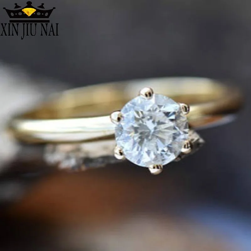 

2 Colors Rigant High Quality Classic six-prong Cubic Zircon Wedding Rings by Environmental Alloy Cheap Women Wedding Rings