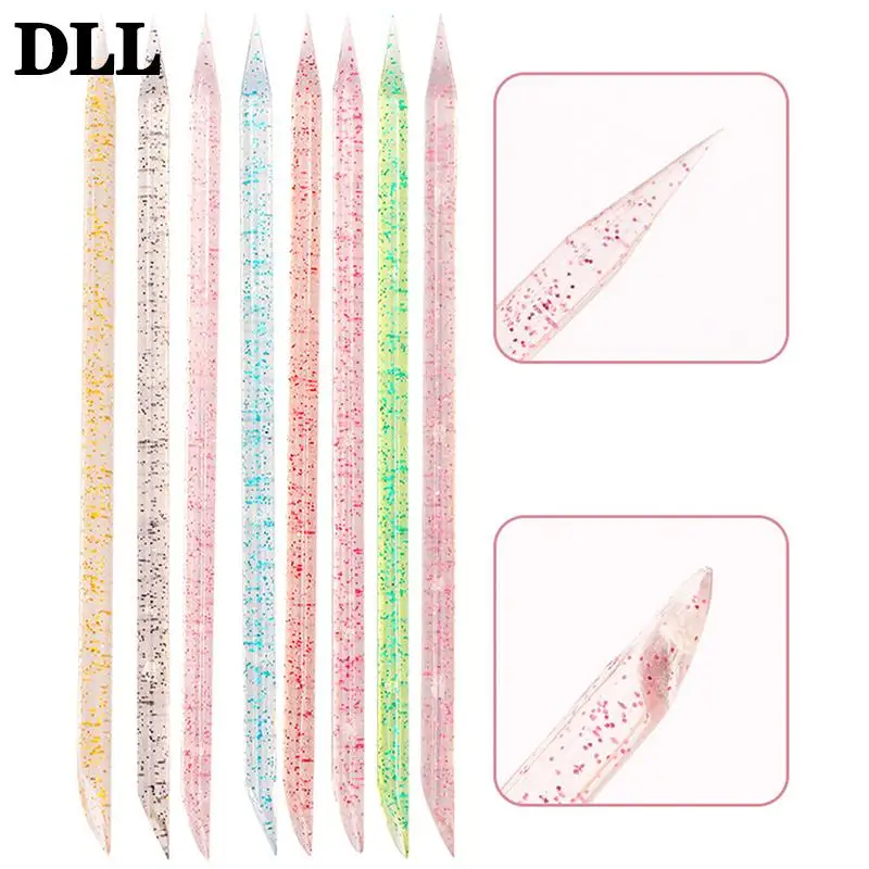 

Manicures Cuticle Dead Skin Remove Pedicure Sticks Nail Cuticle Pusher Crystal Double End Reusable Fork Nail Art Clean Care Tool