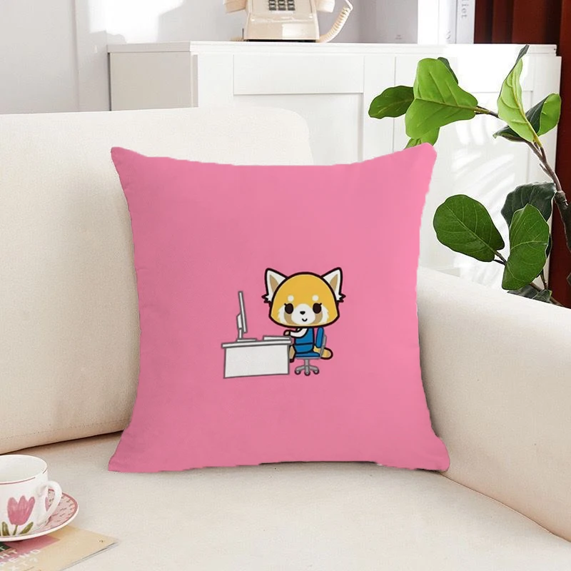 

Throw Pillow Covers Decorative Sofa Cushions Aggretsuko Kawaii Double-sided Printing Cushion Cover Pillowcases for Pillows 45x45