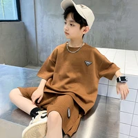 boys summer clothes t shirt 2022 new medium and large boys clothes summer loose short sleeves thin handsome set