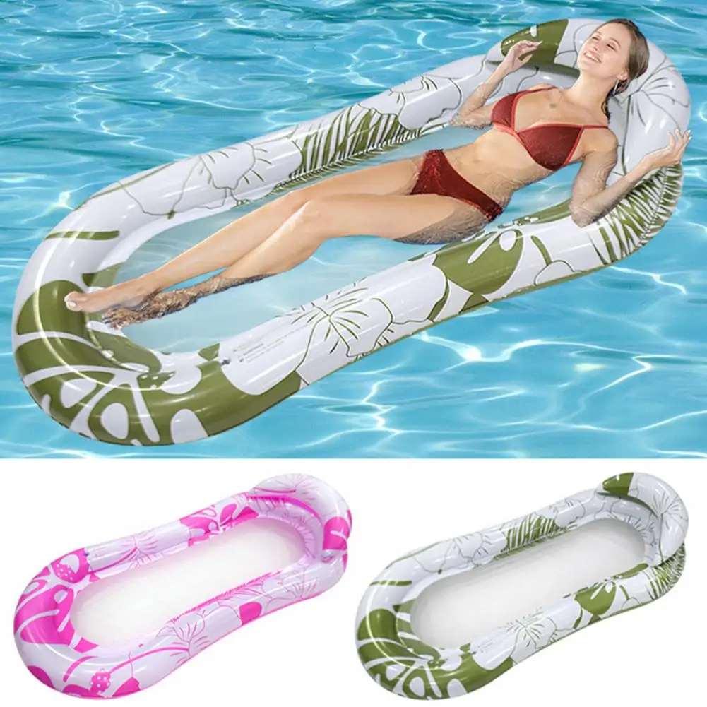 

Adult Swimming Pool Waterproof Bed Recliner Portable Inflatable With Float Water Accessories Net Row Mattress Lounger Printed