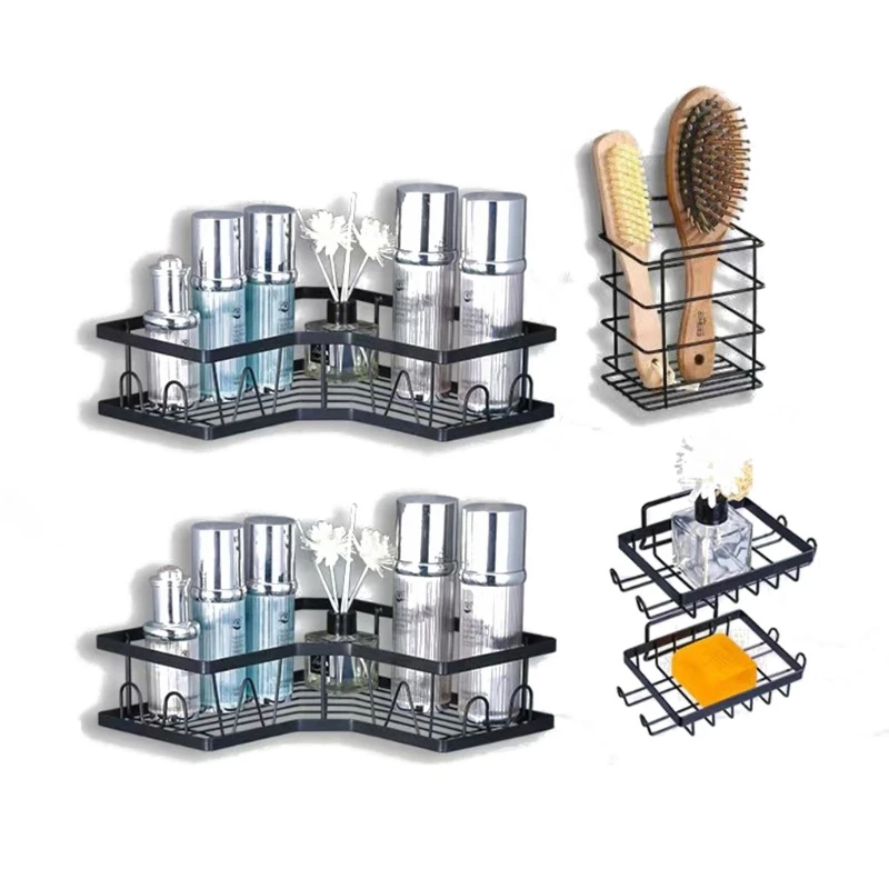 

1Set Bathroom Shelf Self Adhesive Hangable Organization Rack Multifunction