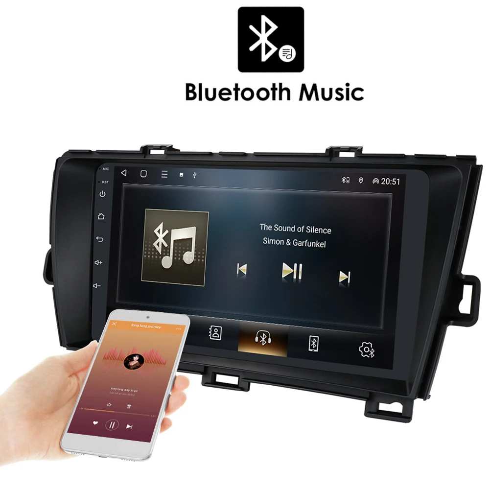 

9-дюймовый большой экран для автомобиля Toyota Prius 2009-2013 Android GPS Bluetooth автомобильная навигация 1 + 16g WiFi версия