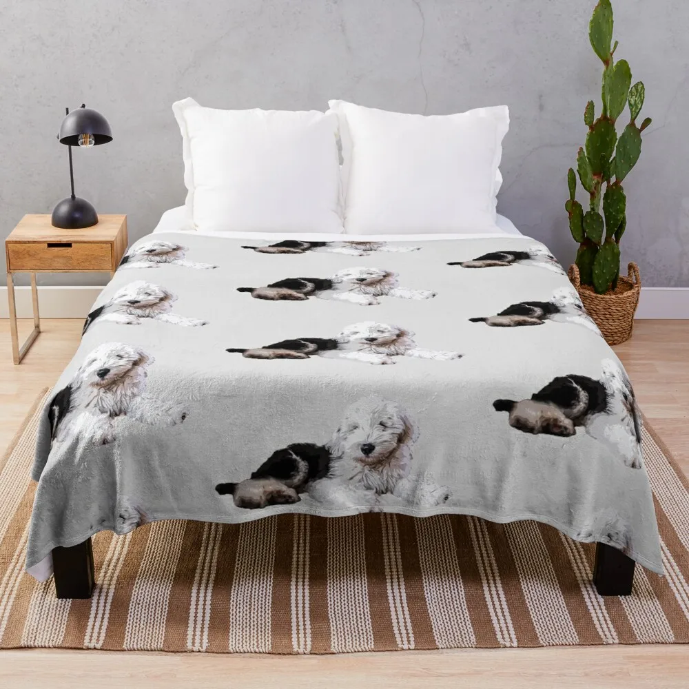 

Old English Sheepdog Puppy Dog Throw Blanket