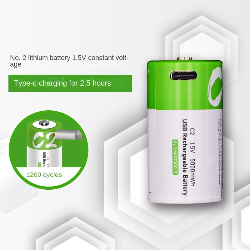 

Rechargeable Batteries 2 Size Type-c Direct ChargingC Lithium Battery 1.5v 5000mWh High Capacity Audiovisual Equipment Wholesale