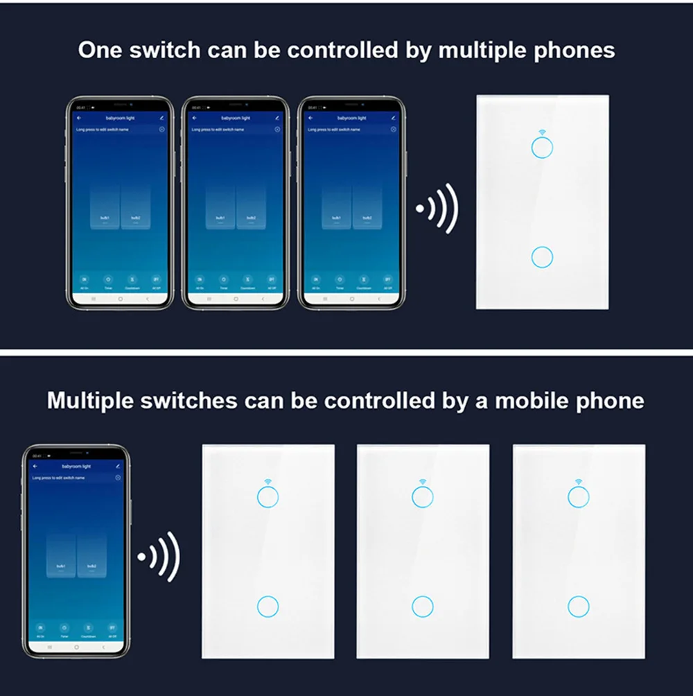 Фото Сенсорный переключатель освещения Wi-Fi Tuya, 1/2/3/4Gang, интеллектуальный настенный выключатель света, сенсорная панель со стеклянным экраном, работа с Alexa Google Home №2