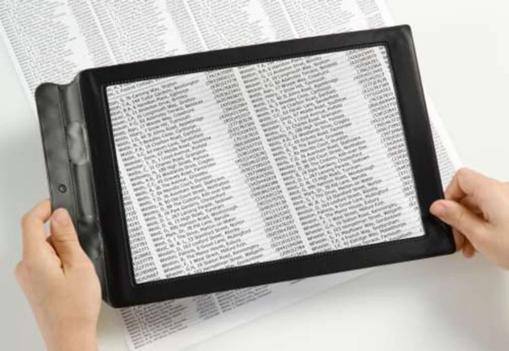 Увеличительное стекло для чтения книг A4 с большим линзами и линзами Френеля.