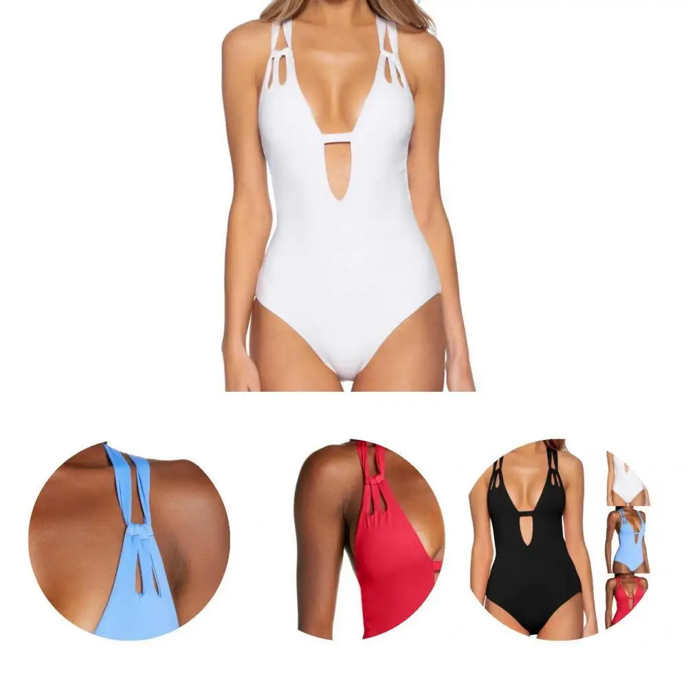 

Swimsuit Awesome Quick Dry Women Monokini Comfortable Pure Colors Bathing Suit