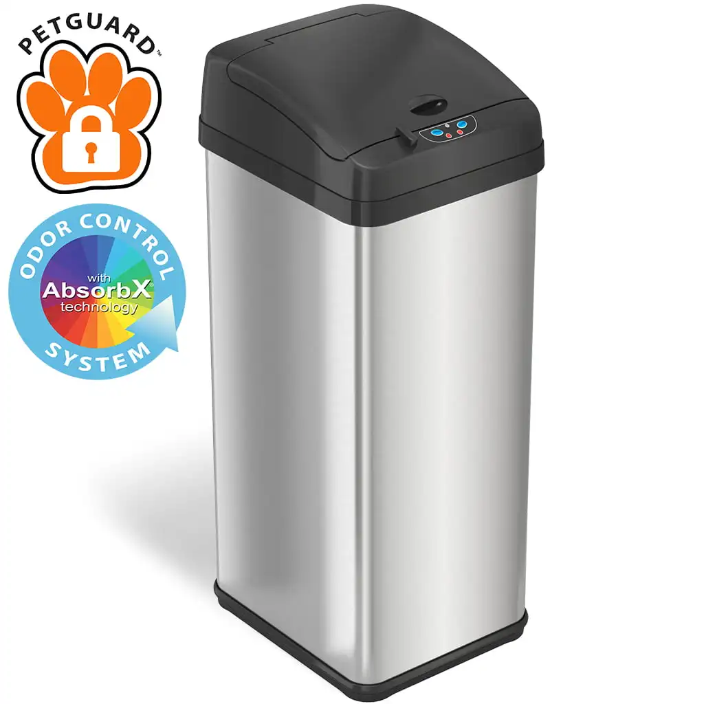 

Square Automatic Sensor 13 gal Trash Can, Stainless Steel