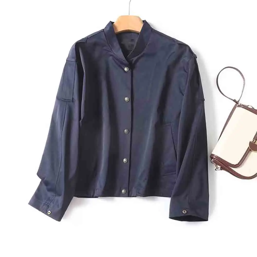 

TRAF Women's Jacket Autumn and Winter New Fashion Retro Design Female Casual Style Pilot Short Jacket Baseball Uniform Mujer