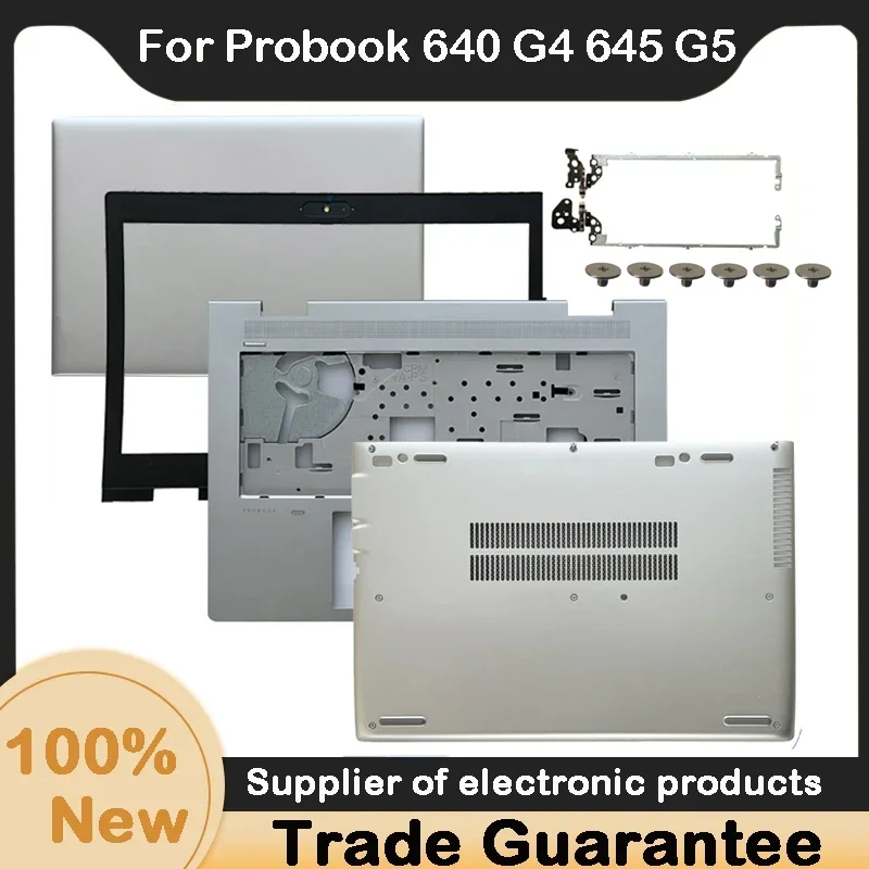 Фото Новинка для HP ProBook 640 G4 G5 645 G4 G5 Series, задняя крышка ЖК-дисплея/передняя панель/петли/Palmrst/нижняя часть корпуса/рамка, серебристая №1