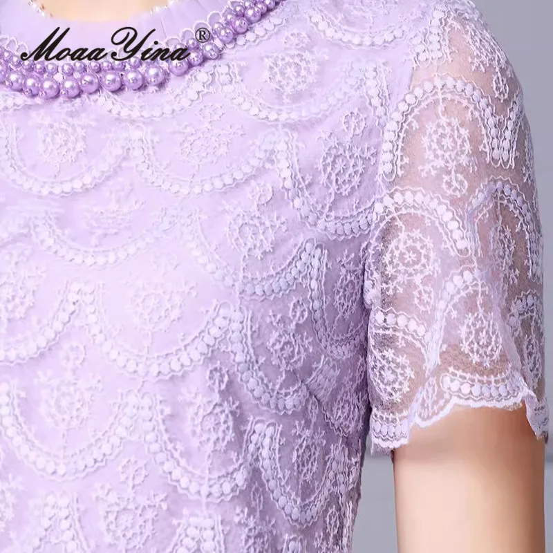 MoaaYina модное дизайнерское летнее женское уличное платье с коротким рукавом