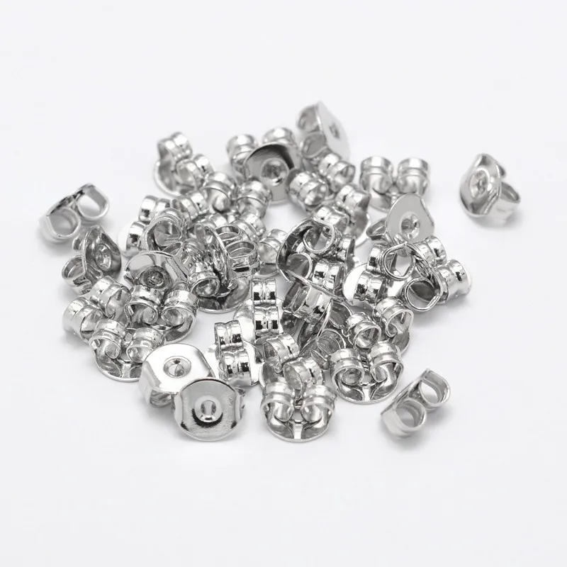 

100PCS Brass Ear Nuts Earring Backs Cadmium Free & Nickel Free & Lead Free Platinum 5x5x3mm Hole: 1mm