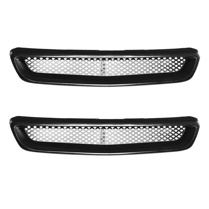 

2X ABS Black Car Front Bumper Hood Grill Grille Cover Trim For Honda Civic EK CX DX EX HX LX Type R 1996 1997 1998