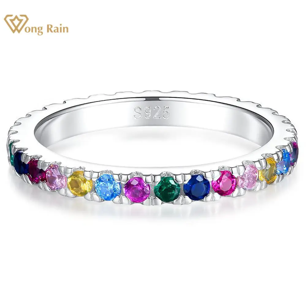 

Wong Rain, 100% Стерлинговое Серебро 925 пробы, разноцветный высокоуглеродный бриллиант, драгоценный камень, ювелирные украшения, кольцо для женщи...