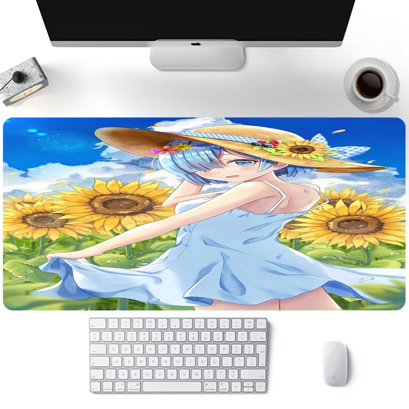 

Himawari Musume Gaming Mouse Pad XL Non Slip Rubber Base Mousepad Stitched Edges Desk Pad Extended Large Mice Pad Sexy Gril
