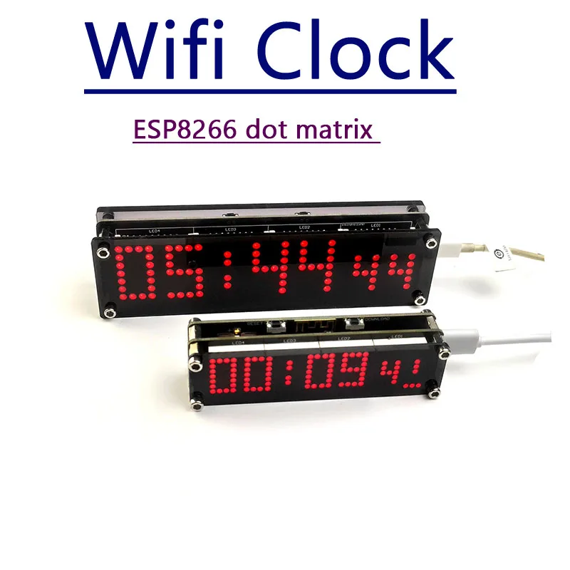 

ESP8266 WIFI Clock Network Timing Digital Display LED Dot Matrix Clock RED BLUE GREEN WHITE TIME TYPE-C POWER