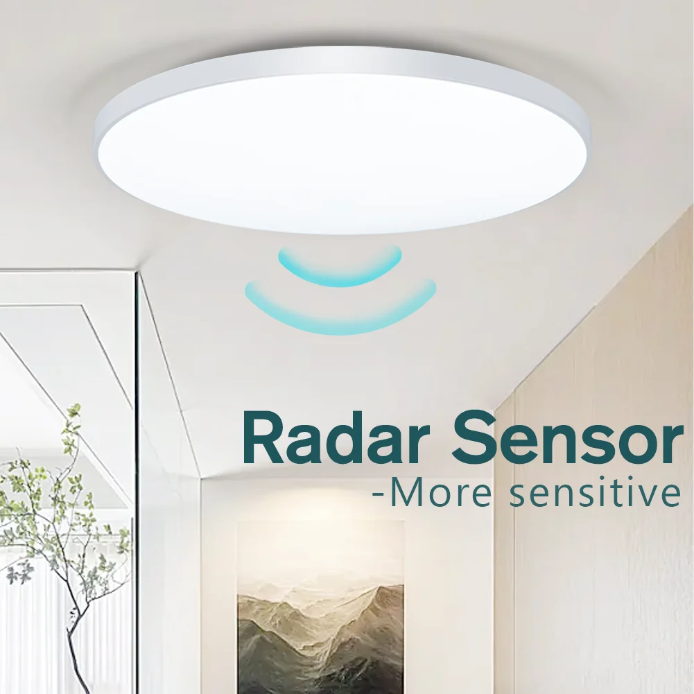 

Radar Sensor Ceiling Lamp Autom Delay Motion Sensor Ceiling Light 20/40/50W 220V Cold White LED Lights for Room Hallway Corridor