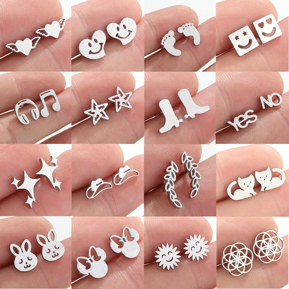 

Small Heart Angel Wings Stainless Steel Earrings For Women Tragus Piercing Earrings Jewelry Valentine's Day Gifts Pendientes