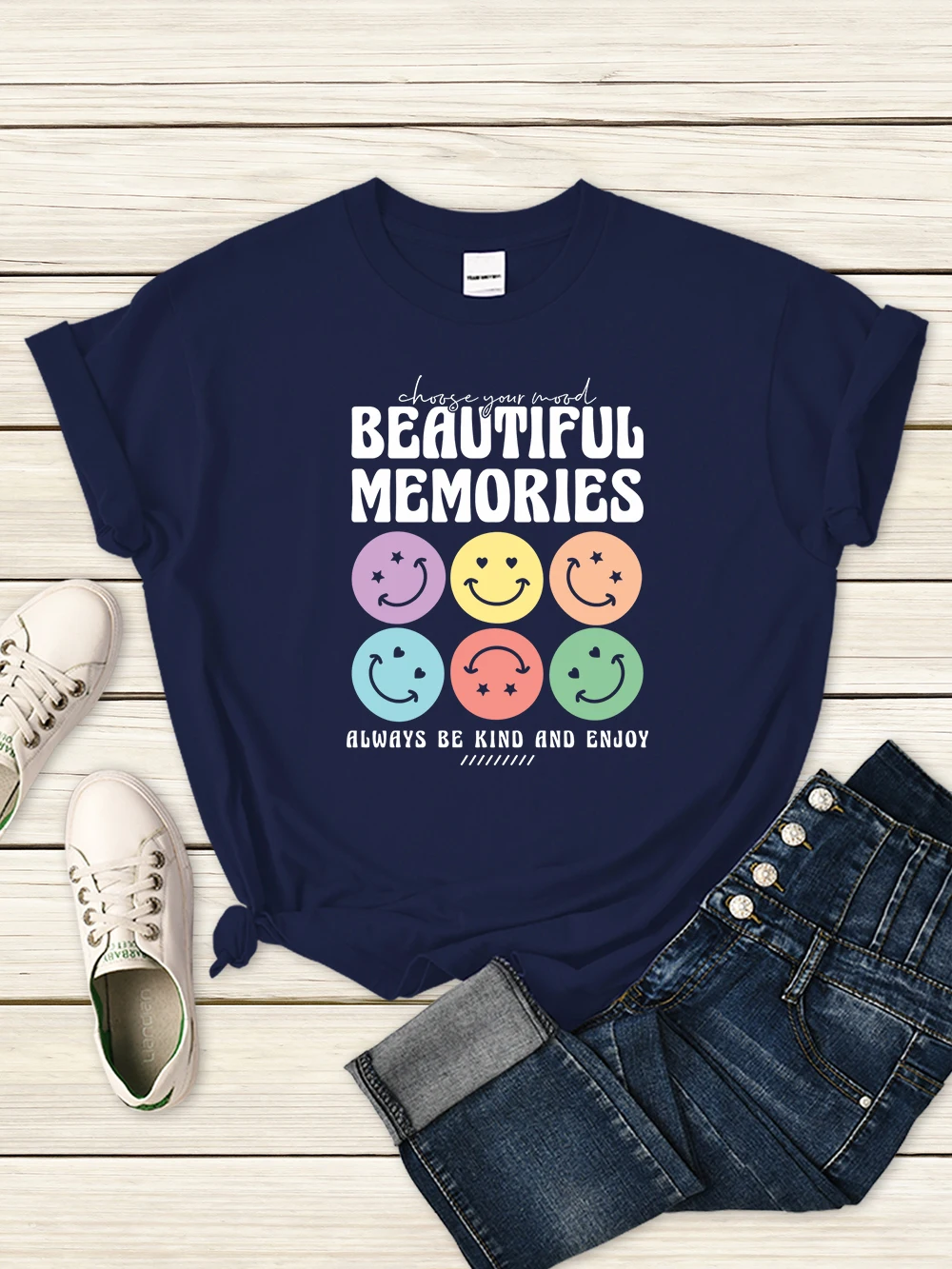 

Beautiful Memories Always Be Kind And Enjoy T Shirt Womens Fashion Korean Tops Street Comfortable Clothes Casual Luxury T-Shirt