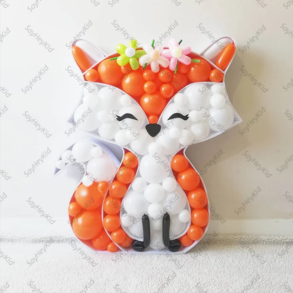 

91cm Fox Shape Mosaic Balloon Frame DIY Balloons Filling Box Kids Birthday Baby Shower Safari Jungle Theme Party Decor Backdrop
