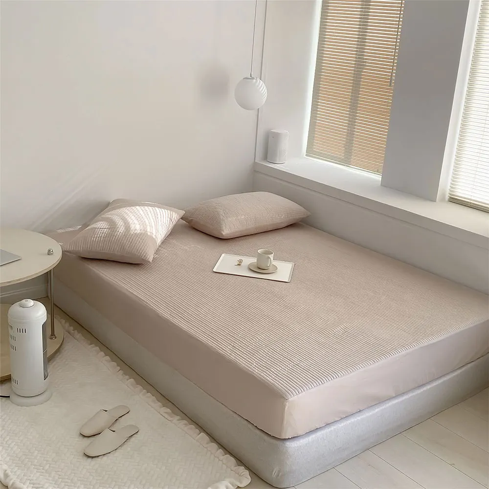 

Простыня стеганая однотонная из чистого хлопка, с наволочкой, ZF1721