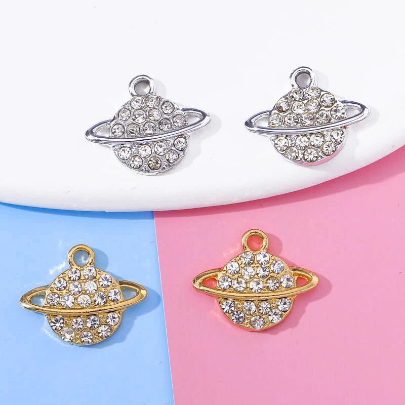 

10pcs 14*18mm Crystal Zircon Planet Star Pendant Necklace Bracelet Earrings Handmade DIY Charm For Jewelry Making Craft Material