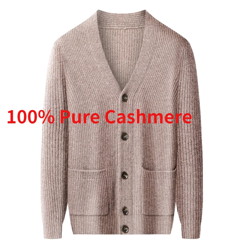 

Мужской кардиган из чистого кашемира, с V-образным вырезом