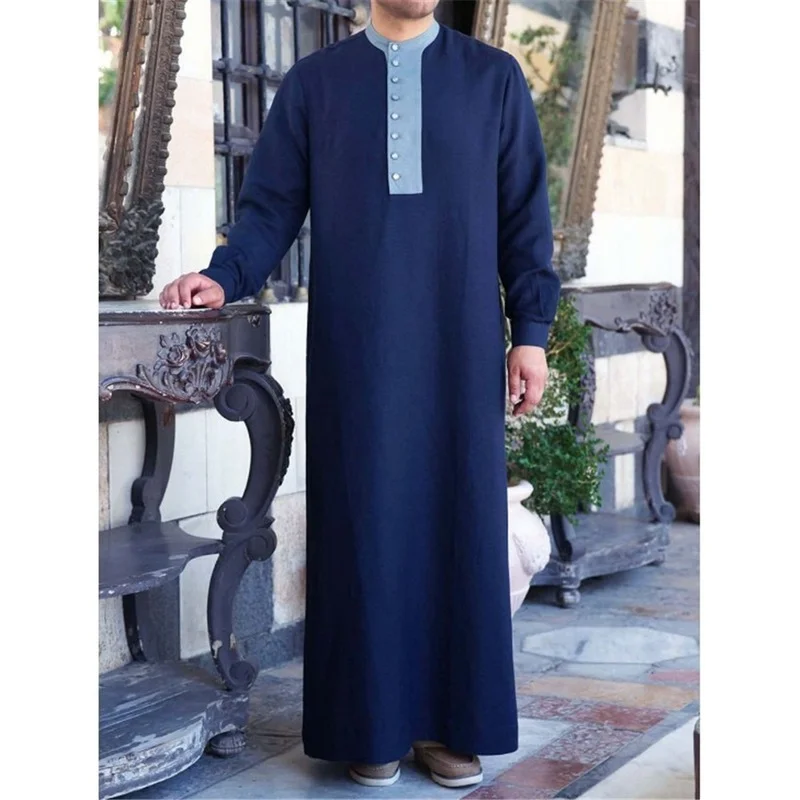 Men's Muslim Robe Daily Loose Casual Stand Collar Muslim Arab Middle East Men's Robe Africa Business Casual New Fashion 2022