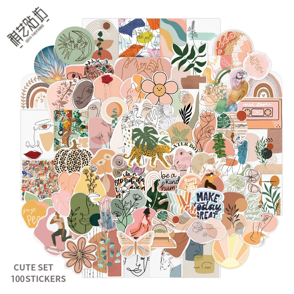 

10/50/100pcs Cute Cartoon Art Bohemian Aesthetic Stickers Graffiti Decals Scrapbooking Laptop Phone Funny Sticker for Kids Girls