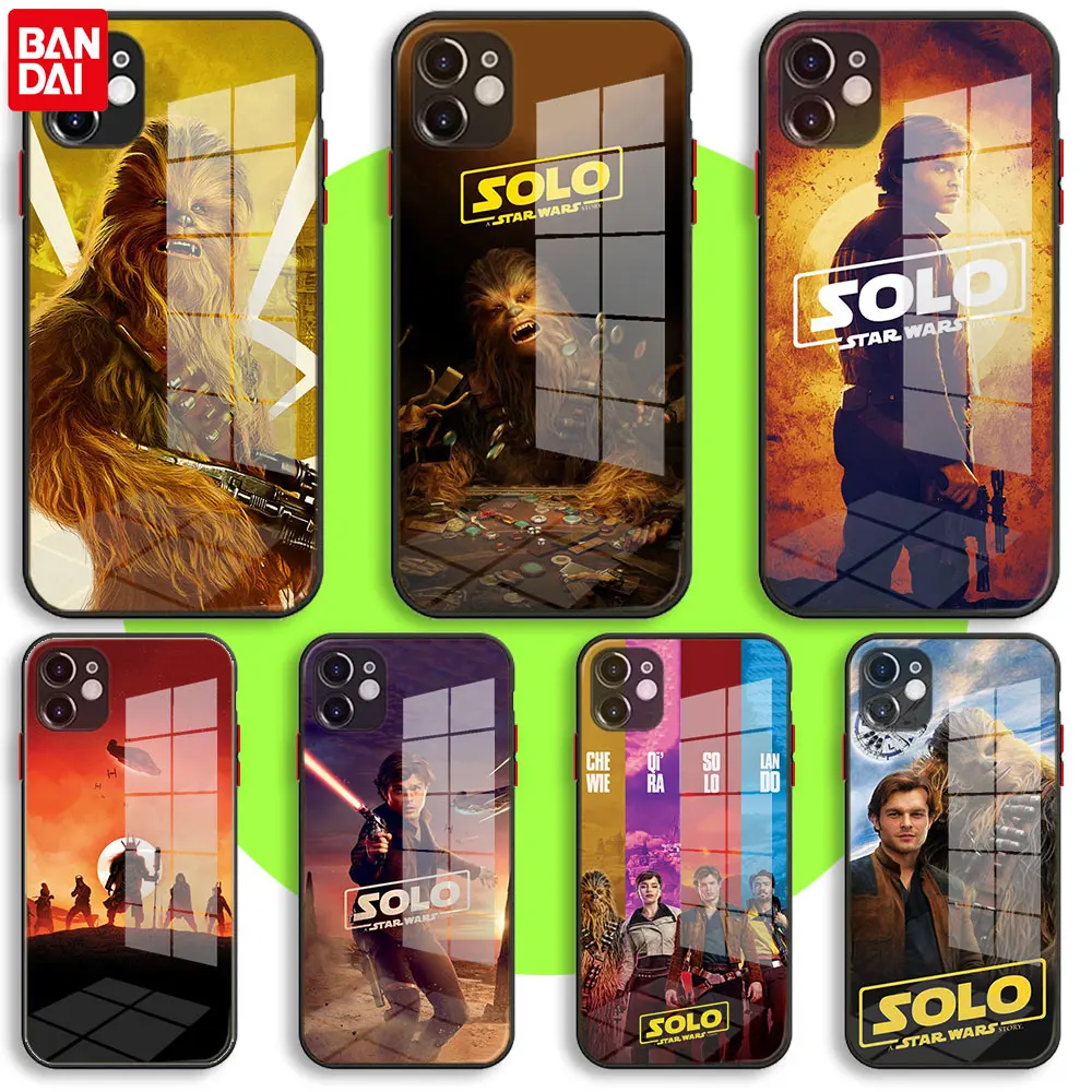 

BANDAI Black Soft Glass Case For iPhone 13 11 12 Mini Pro Max XS XR X 7 8 6 Plus SE2 Silicone Cover Solo Star Wars Story