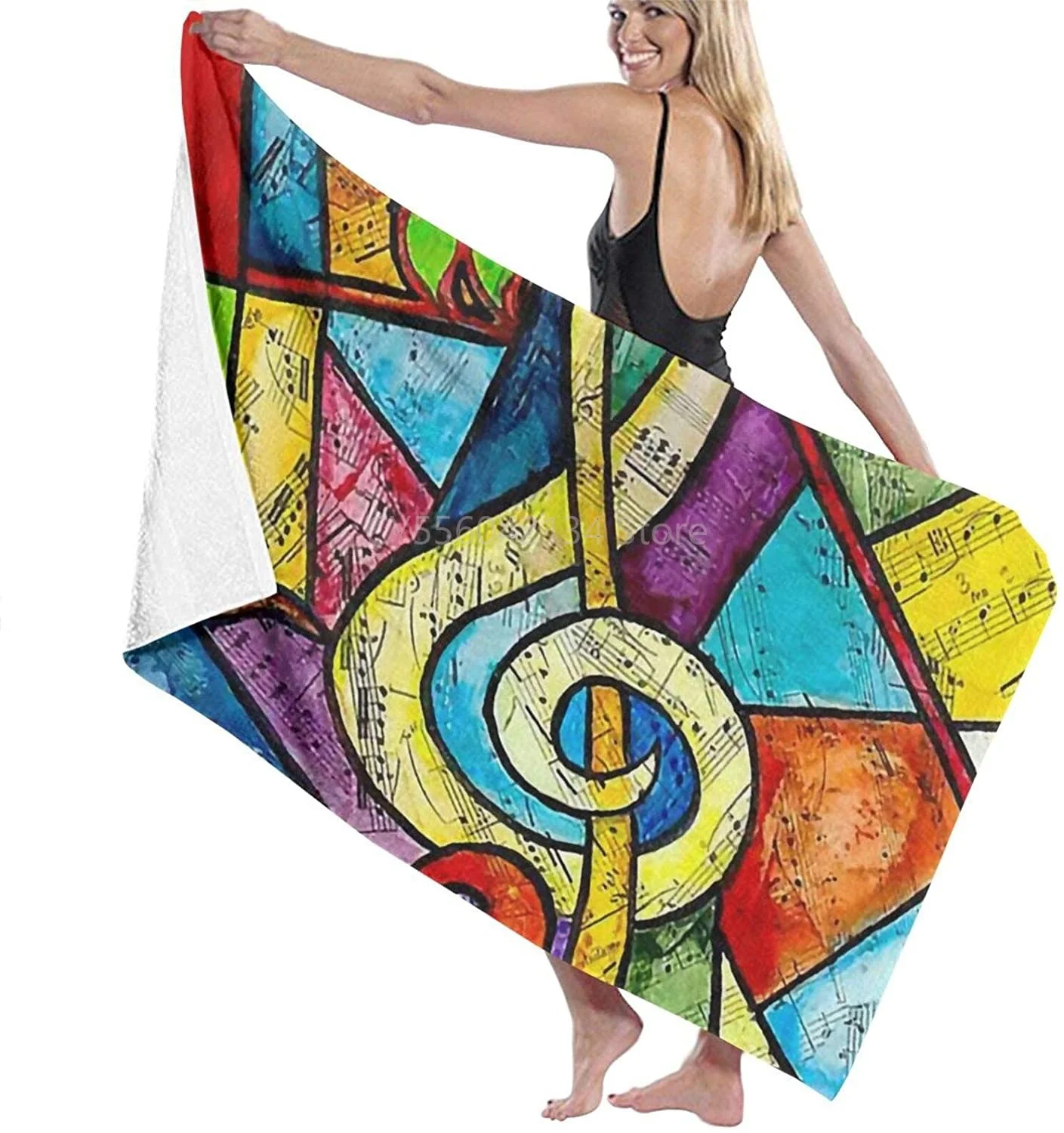 

Bath Towel Music Sheet Beach Towel Hotel Decor Summer Swimming for Women Super Absorbent Long Quick Dry Washing Towels 80x130 cm
