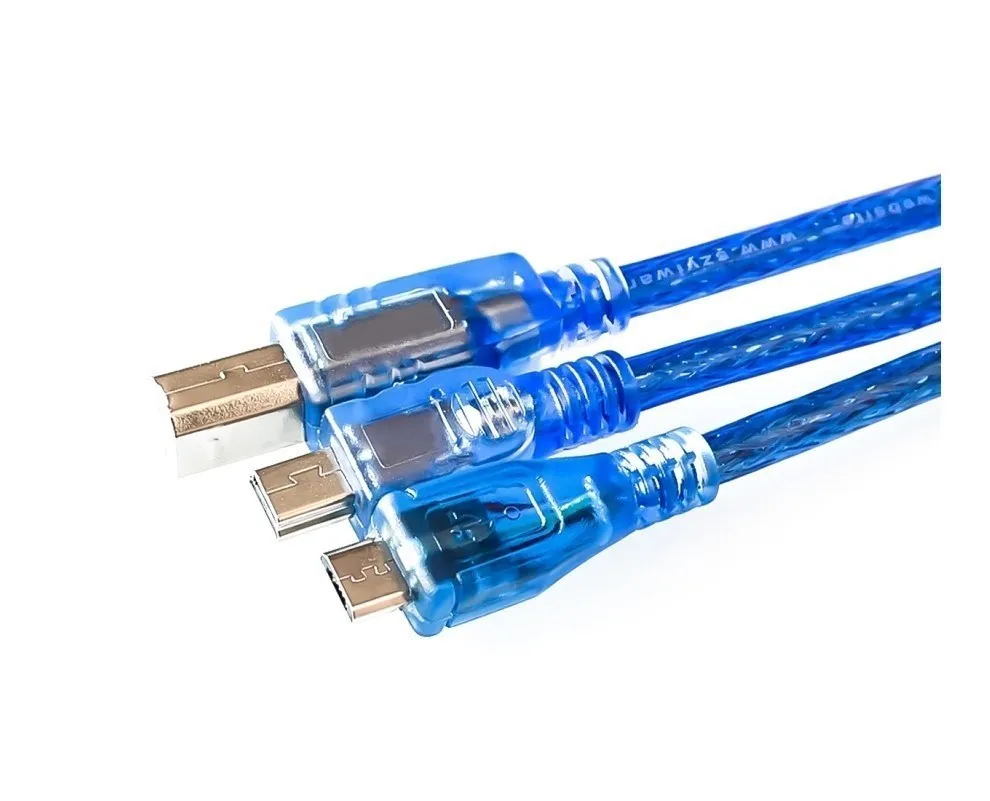 

30cm USB Cable For Uno R3 For Nano/MEGA 2560/Leonardo/Pro Micro/DUE Blue Quality A Type USB/Mini USB/Micro USB 0.3m For Arduino
