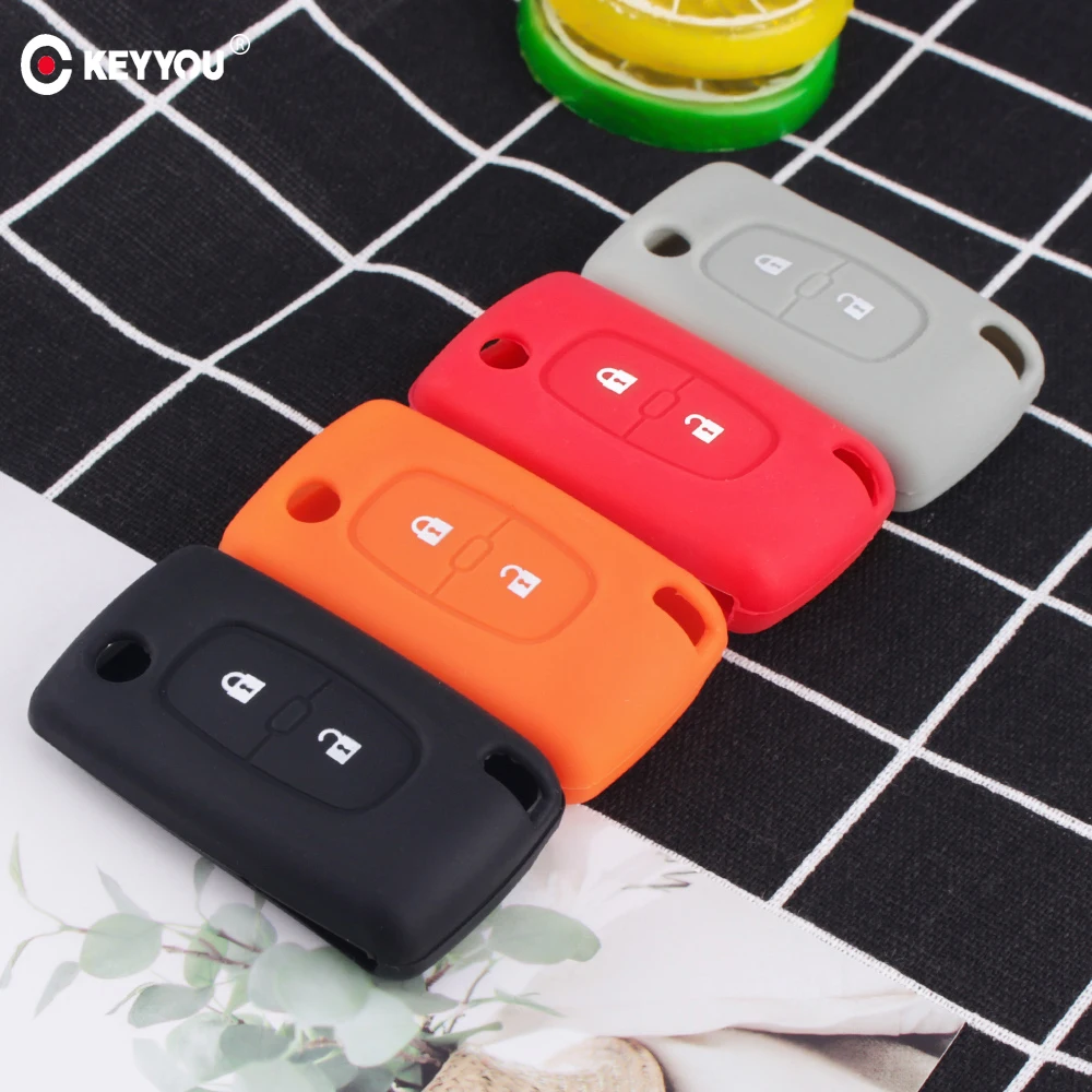 Силиконовый чехол KEYYOU для Peugeot 208 207 3008 308 508 408 2008 407 307 206 2 Button Citroen Sega C5 |