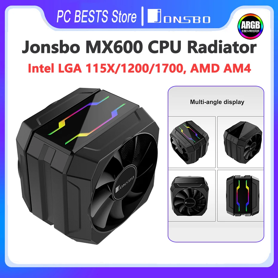 

Jonsbo MX600 6 Heat Pipe Air-cooled CPU Cooler Dual Fan 5V ARGB Top Cover Tower Radiator LGA1700 775 115X 1200 AM4 AM3