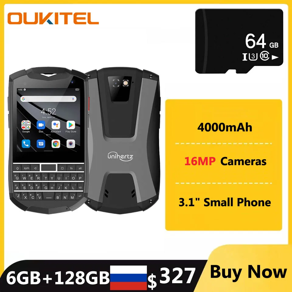 Unihertz Smartphone Small Phone Android 6G RAM 128G ROM Cell Phones Unlocked 3.1 Inch Dual SIM Unlocked Keyboard NFC Smart Phone