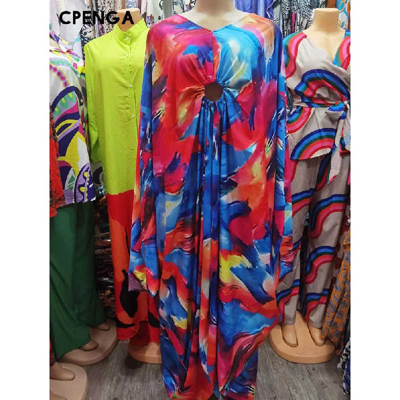 

2023 Summer Print African Maxi Dress for Women Elegant Lady Wedding Evening Party Gown Plus Size Dashiki Boubou Casual Outfits