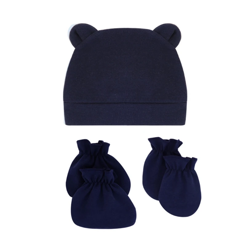 

Newborn Hospital Hat Cotton Baby Hat Soft Infant Hat Mittens Gloves Set