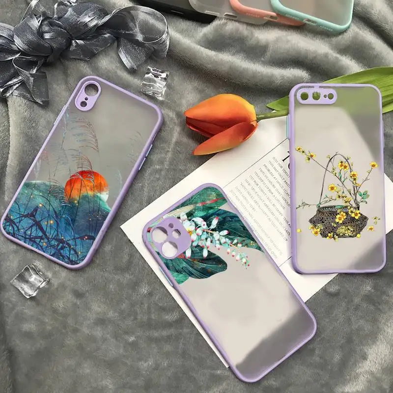 

Chinese Style Ancient poems Phone Case matte transparent For iphone 7 8 11 12 13 plus mini x xs xr pro max cover