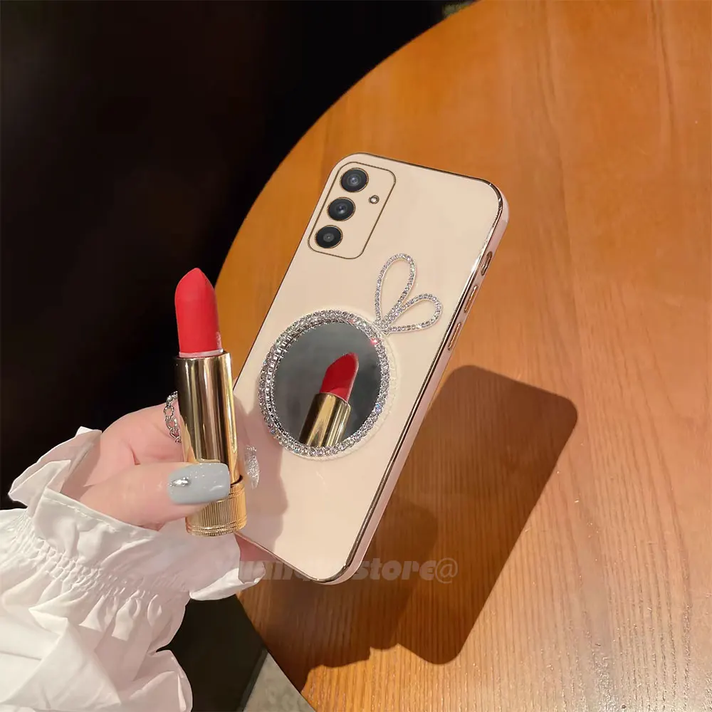 Чехол для телефона с кроличьими ушками и зеркалом макияжа Samsung Galaxy Wide 6 A13 5G A04s