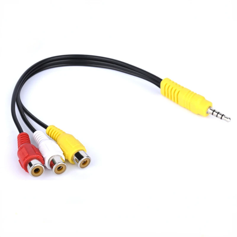 

Кабель-адаптер 3,5 мм со штекером Aux Стерео на гнездо 3 RCA Аудио Видео AV для высокопроизводительного воспроизведения видео и аудио
