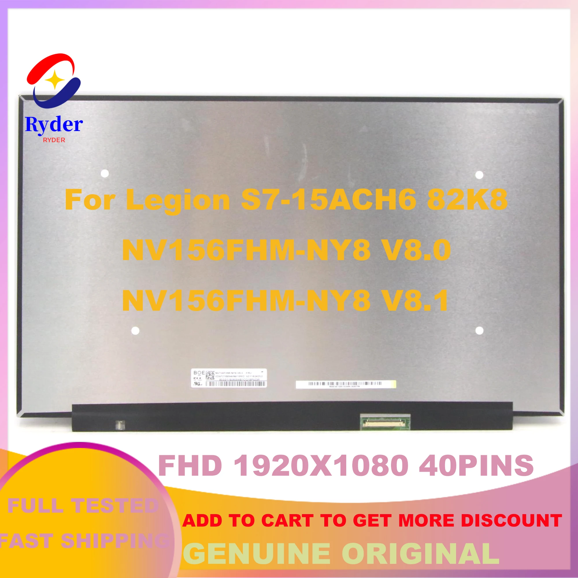   165 , 15, 6  -   Lenovo Legion NV156FHM-NY8 82K8 NV156FHM NY5,   FHD IPS, 40 