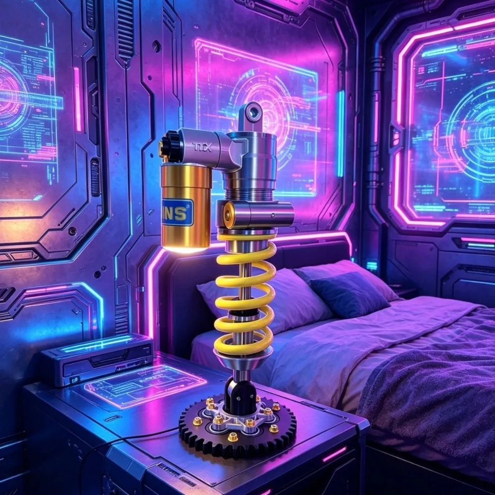 Фото 37-сантиметровая оригинальная настольная лампа-амортизатор, 3D-печатный светильник для киберспортивной комнаты, крутой вентилятор-подсветка для автомобиля №2