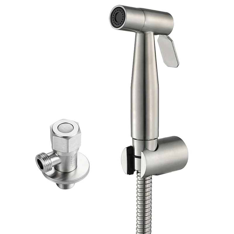 

Hand Held Bidet Sprayer Douche Toilet Kit Round Shattaf Shower Head Stainless Steel Valve Set Jet Bidet Faucet