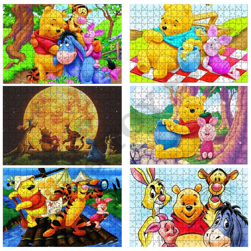 

Winnie The Pooh Puzzles 300 500 1000 Pieces Paper Assembling Pictures Jigsaw Puzzles Toys for Children Educational Toys