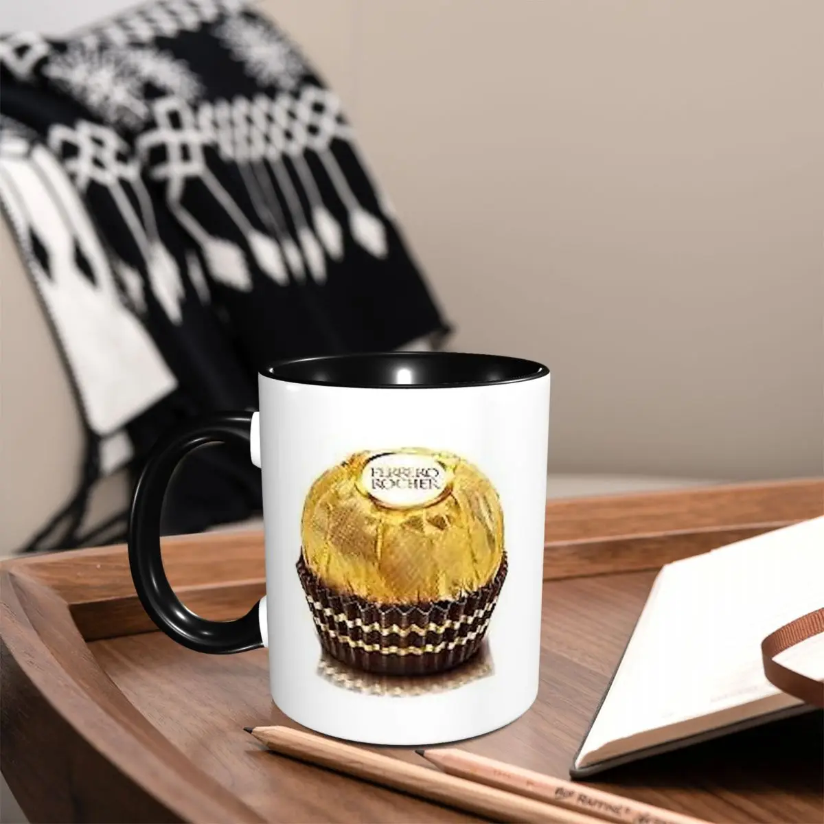 Фото Забавная керамическая кружка Ferrero Rocher для кофе, чая, молока, подарок для друзей №2