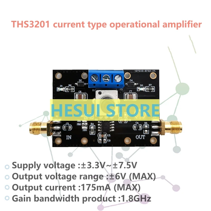 Модуль ОП THS3201, сила тока 1,8 ГГц, сила пропускания мА, сопротивление kΩ